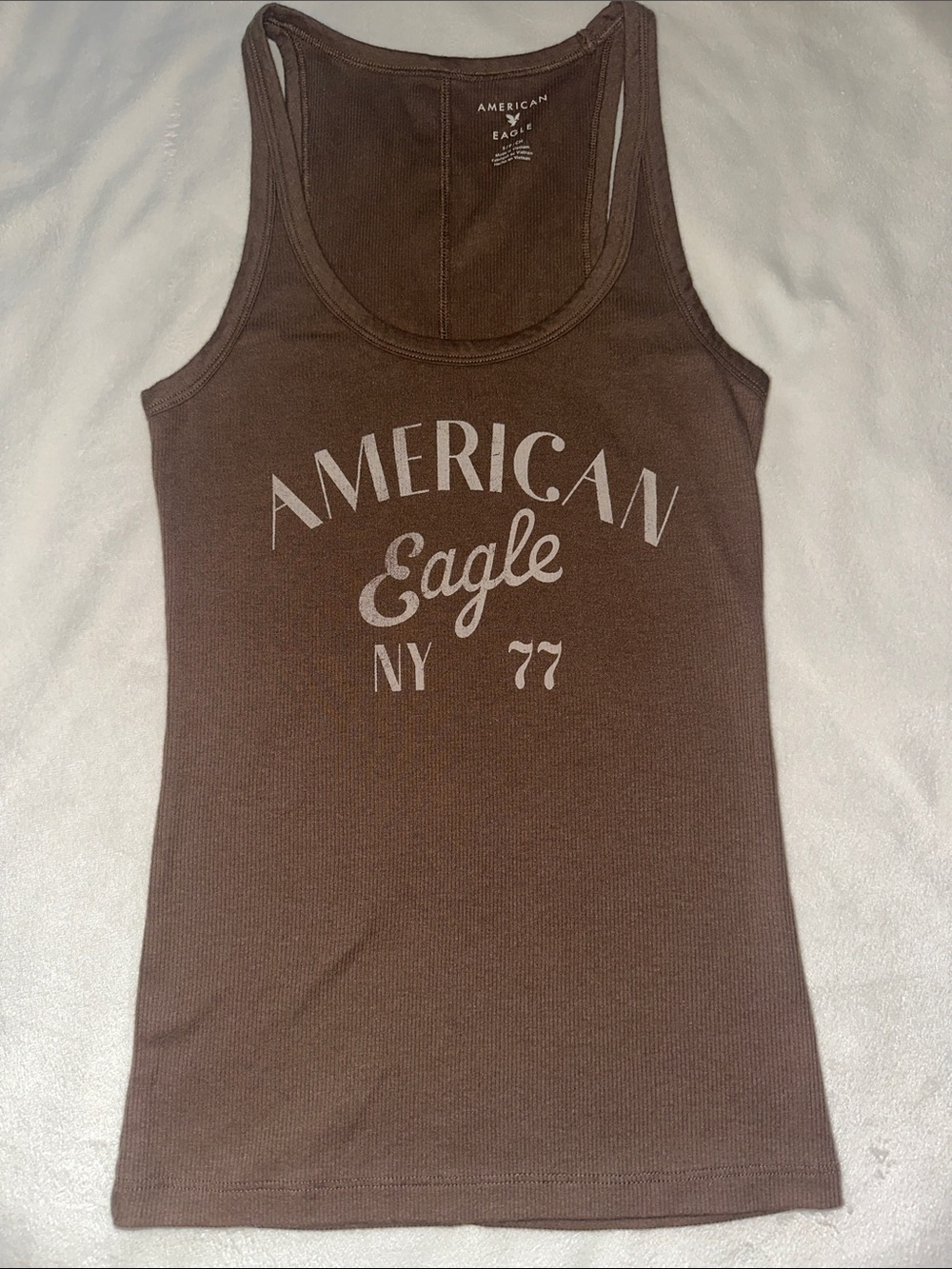 Vintage American Eagle Outfitters Women's Brown Logo Tank Top